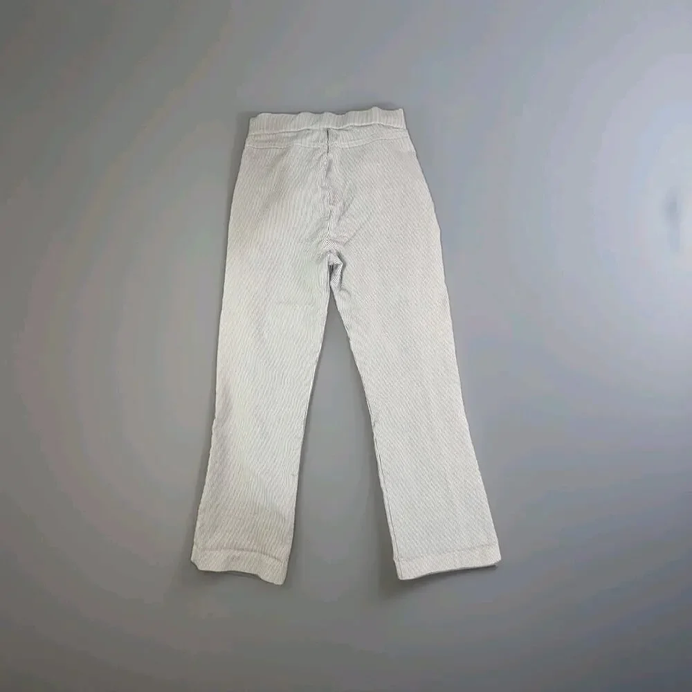 Free People Pants Striped Size S Florence Crop Railroad High Rise White Blue C38